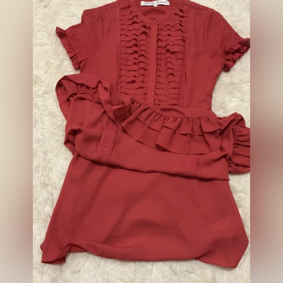 Rebecca Minkoff Ariel Tiered Ruffle Dress, Red/Coral, size 4 - Picture 12 of 16